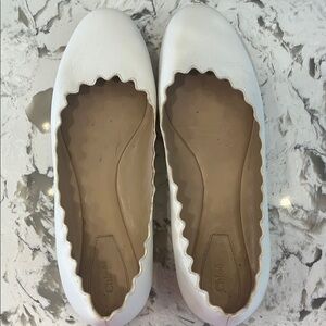 Elegant White Scalloped Edge Flats
